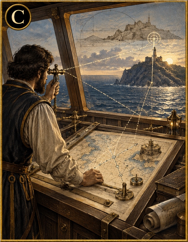Navigator plotting a coastal route